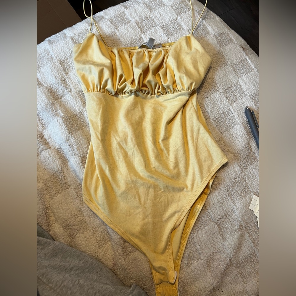 Yellow Spaghetti Strap Bodysuit